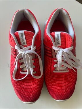 Reebok Bright Red Mesh Athletic Sneakers with White Laces